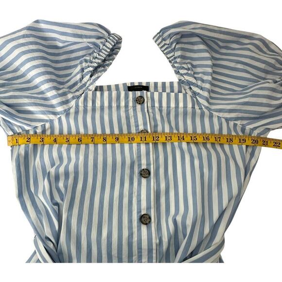 J Crew Harborfront Carol Stripe Button Down Cotton Puff Sleeve MIDI Dress (XL) - Picture 13 of 16